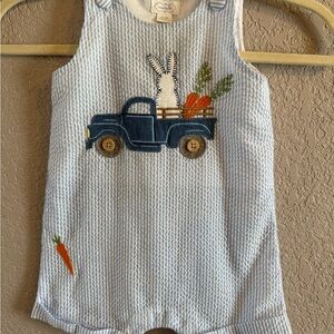 Mud Pie Blue Striped Bunny One Piece